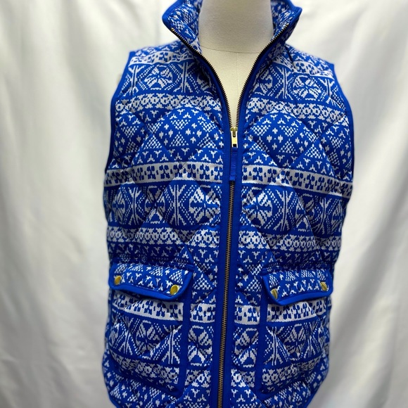 J.Crew Excursion Vest in Fair Isle Blue Sz Medium - Picture 1 of 11